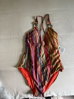BECCA Multicolor Striped One-Piece Swimsuit
